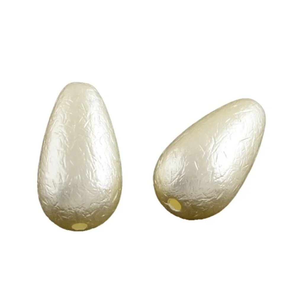 Winter White Ivory Japanese Teardrop Acrylic Beads New 80s Vintage Stock 10 pcs